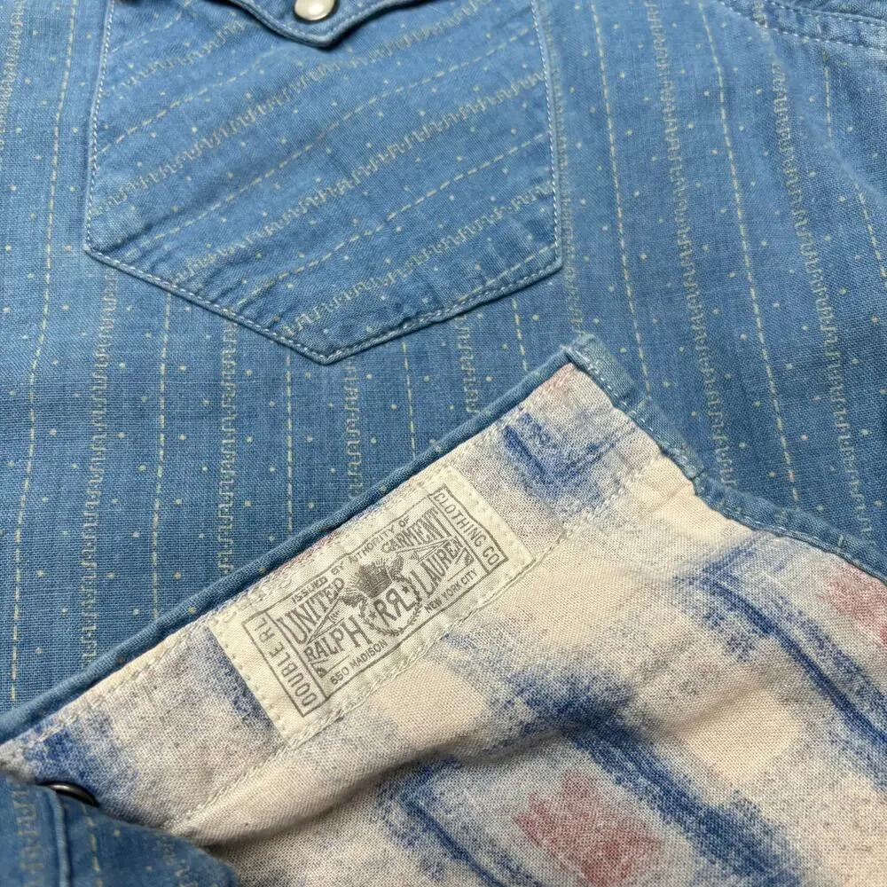 RRL Double RL Ralph Lauren Striped Plaid Lined Snap Shirt Men's M Southwestern - Picture 8 of 11
